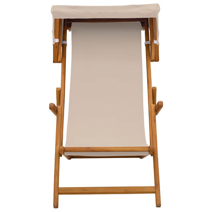 vidaXL Deck Chair 3 Position Solid Eucalyptus Wood Beige 3