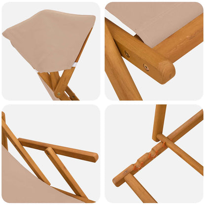 vidaXL Deck Chair 3 Position Solid Eucalyptus Wood Taupe 5