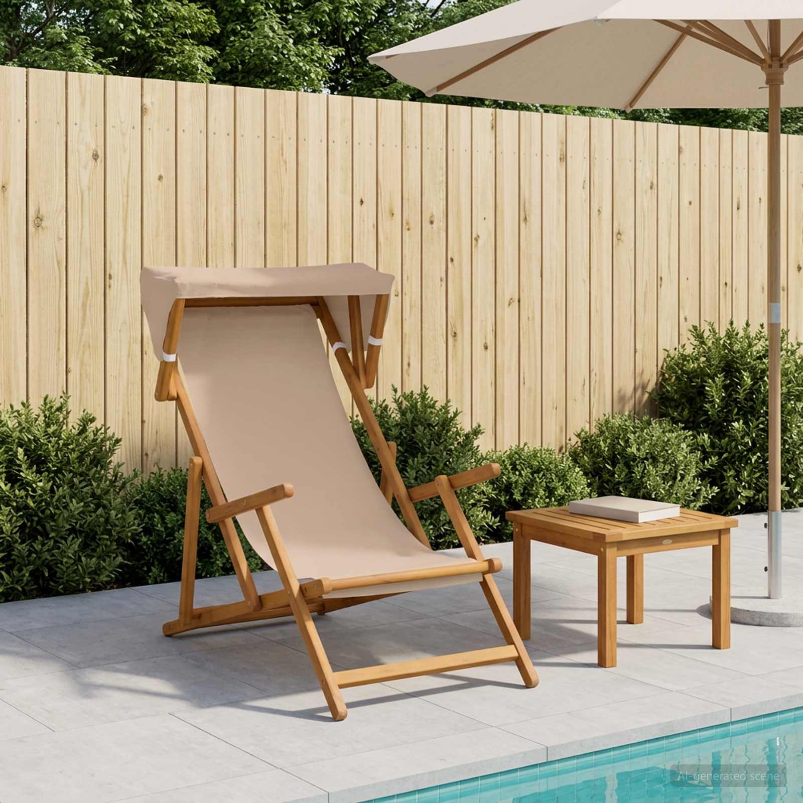 vidaXL Deck Chair 3 Position Solid Eucalyptus Wood Taupe 1