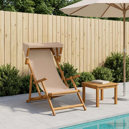 vidaXL Deck Chair 3 Position Solid Eucalyptus Wood Taupe 1