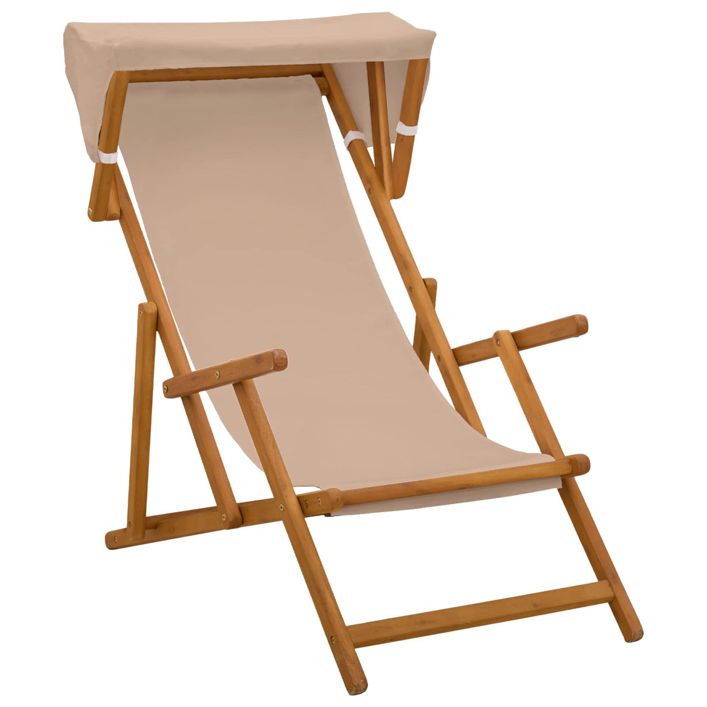 vidaXL Deck Chair 3 Position Solid Eucalyptus Wood Taupe 2