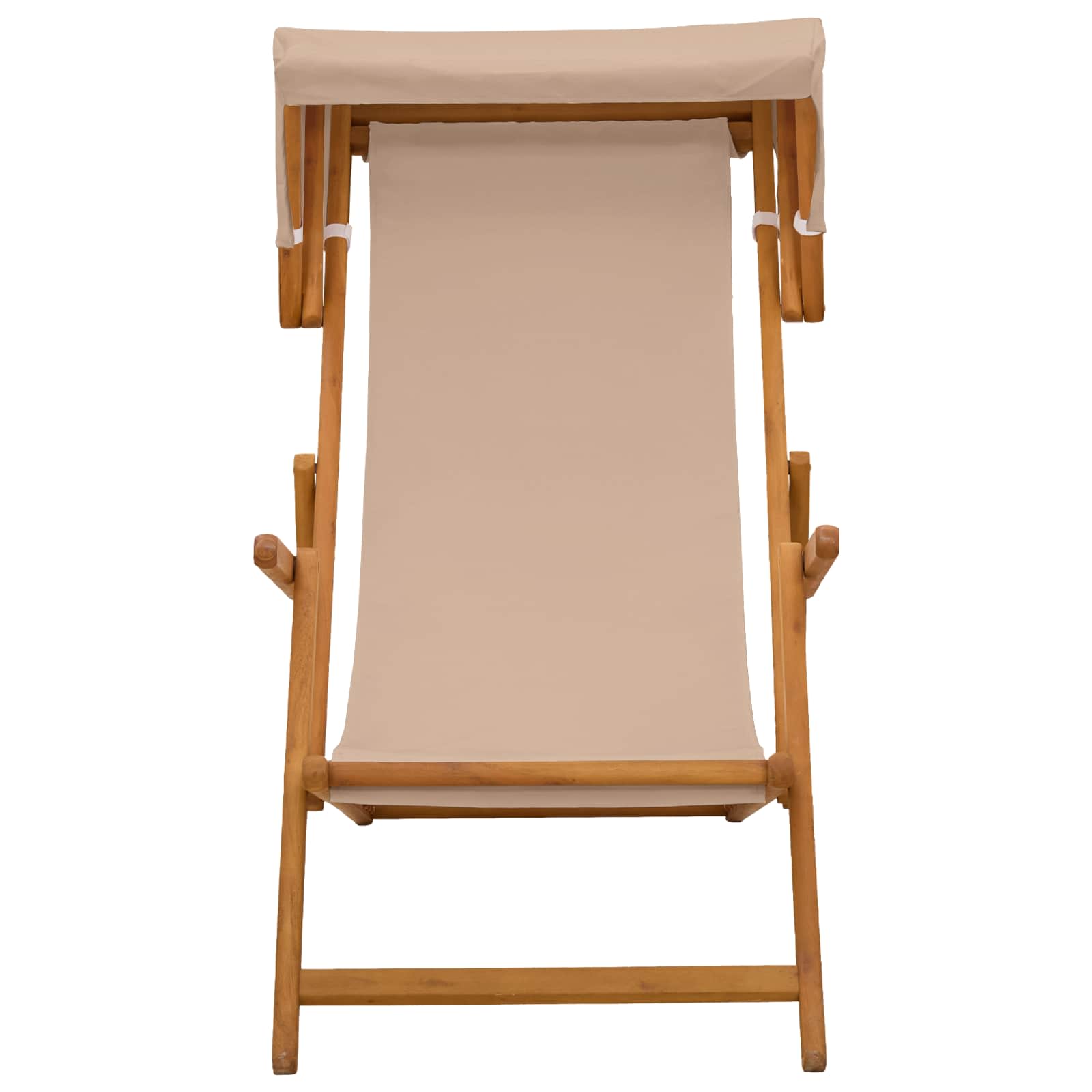 vidaXL Deck Chair 3 Position Solid Eucalyptus Wood Taupe 3