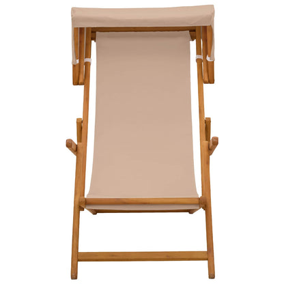 vidaXL Deck Chair 3 Position Solid Eucalyptus Wood Taupe 3