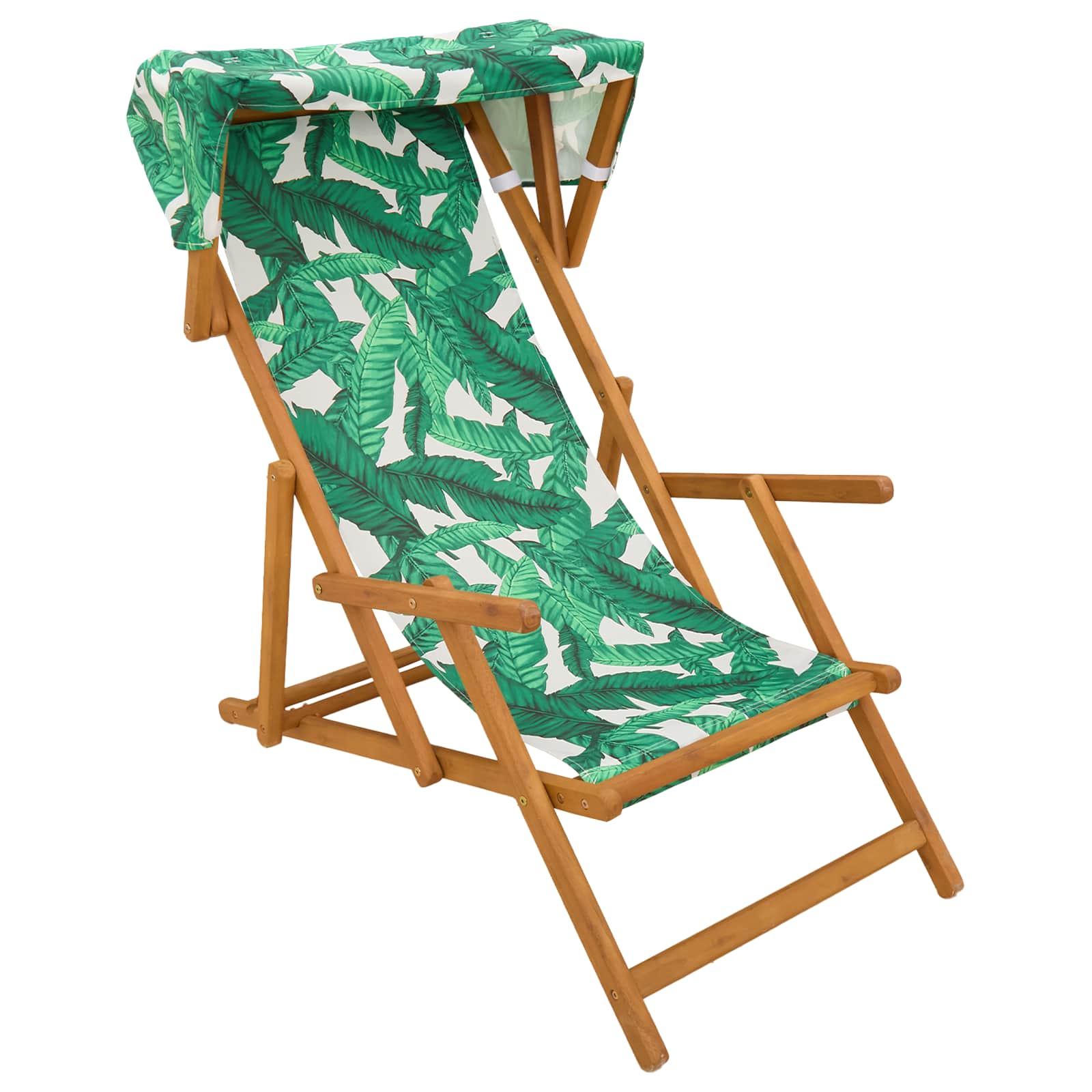 vidaXL Deck Chair 3 Position Solid Eucalyptus Wood Leaf Pattern 2