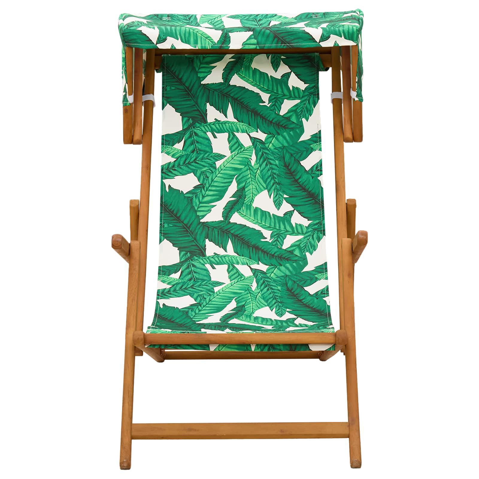 vidaXL Deck Chair 3 Position Solid Eucalyptus Wood Leaf Pattern 3