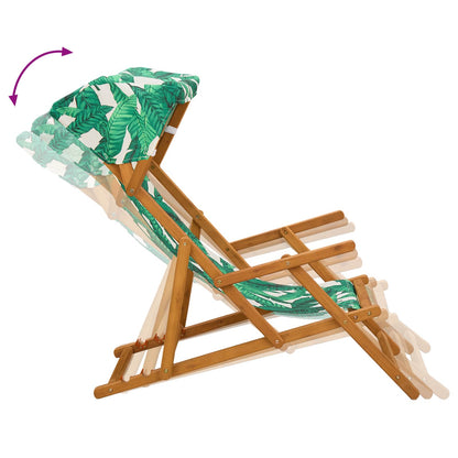 vidaXL Deck Chair 3 Position Solid Eucalyptus Wood Leaf Pattern 6