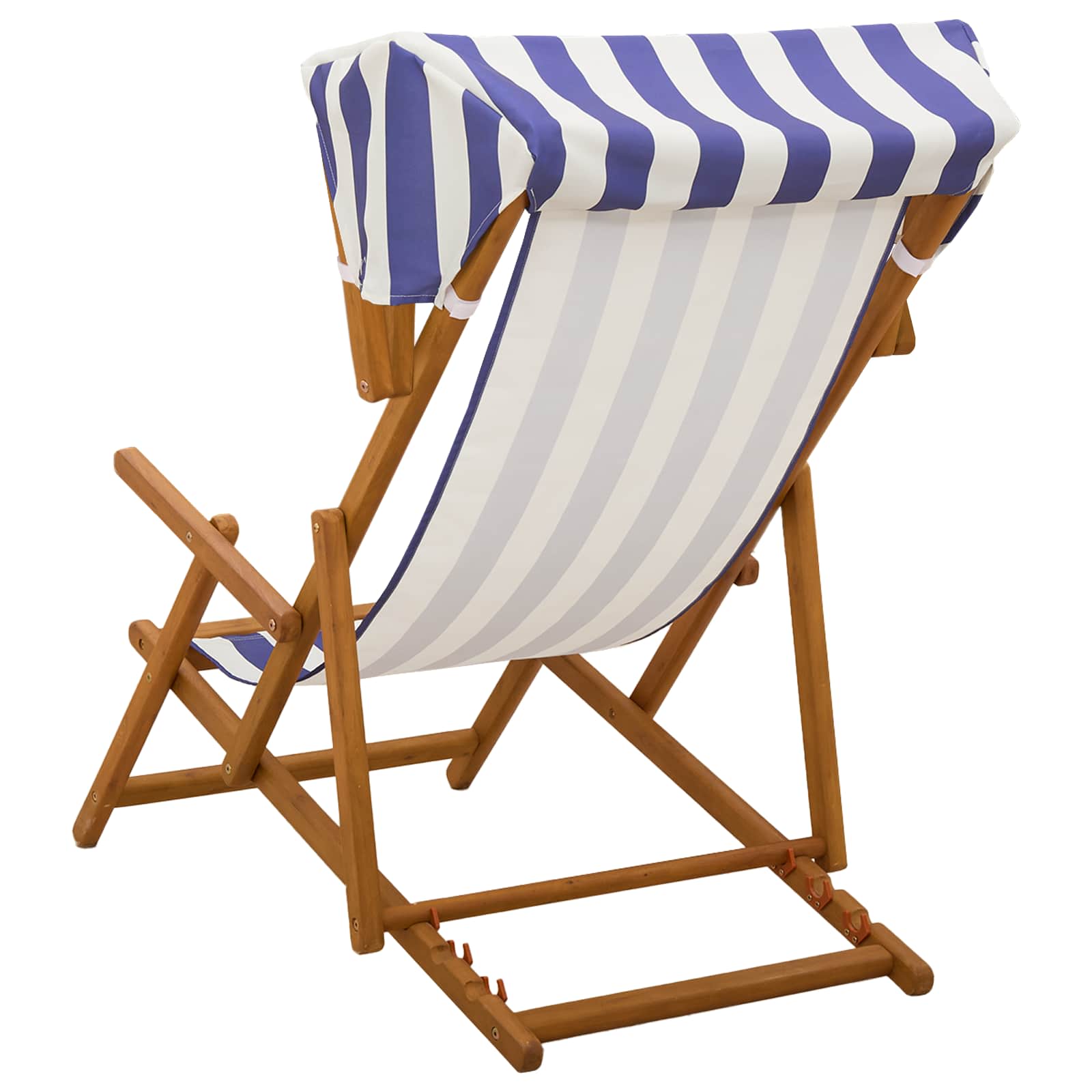 vidaXL Deck Chair 3 Position Solid Eucalyptus Wood Blue and White 4