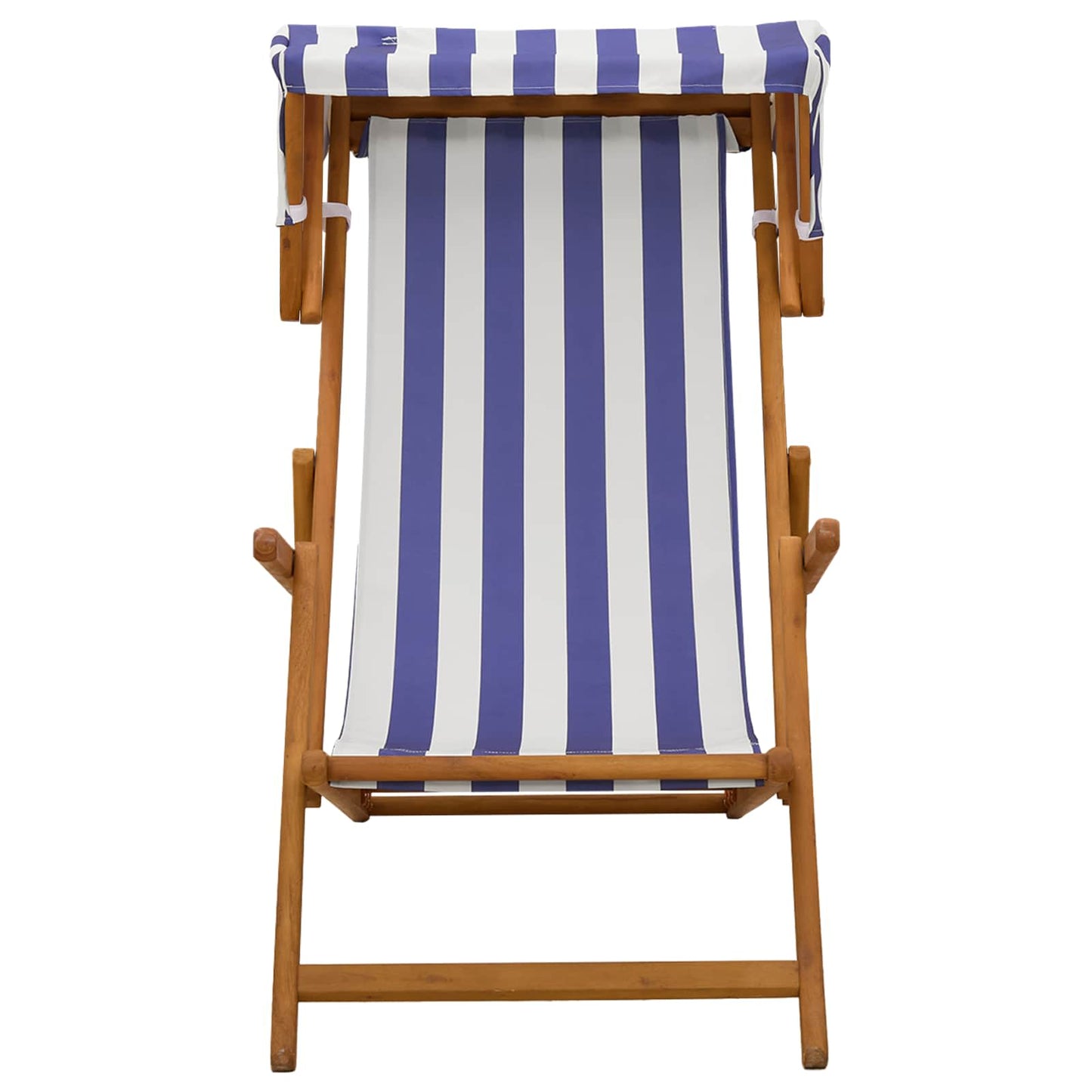 vidaXL Deck Chair 3 Position Solid Eucalyptus Wood Blue and White 3