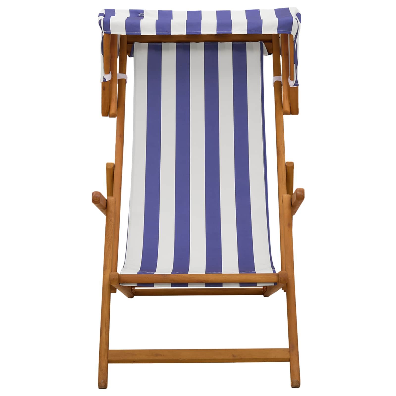 vidaXL Deck Chair 3 Position Solid Eucalyptus Wood Blue and White 3