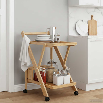 vidaXL Kitchen Trolley with Wheels Light Brown 65 x 40.5 x 76.5 cm 1