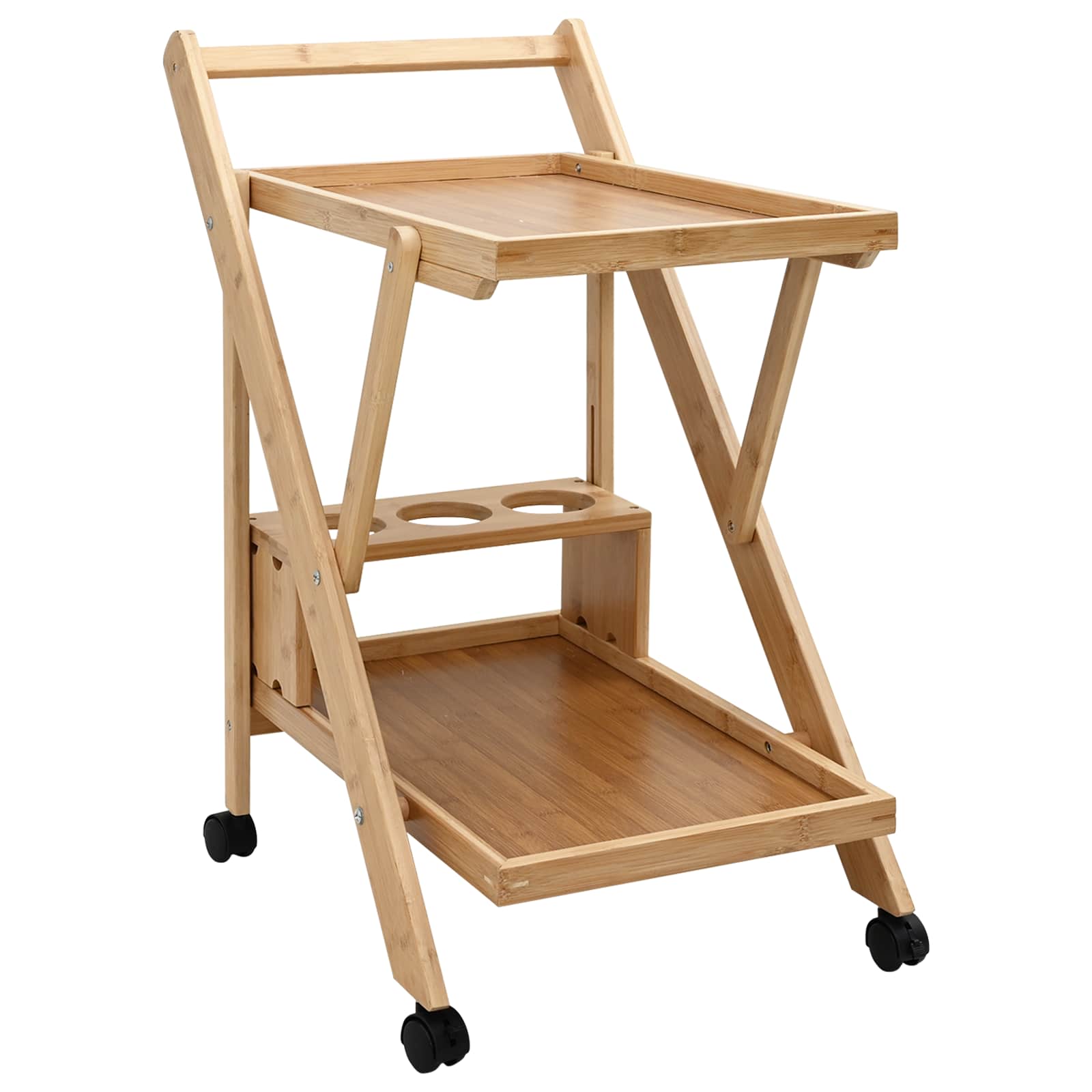vidaXL Kitchen Trolley with Wheels Light Brown 65 x 40.5 x 76.5 cm 2