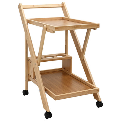 vidaXL Kitchen Trolley with Wheels Light Brown 65 x 40.5 x 76.5 cm 2