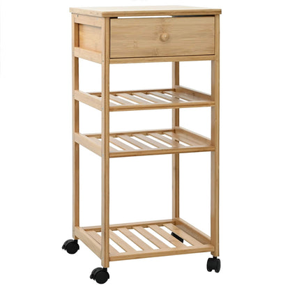 vidaXL Kitchen Trolley with Wheels Natural 37 x 36 x 80 cm Bamboo 2