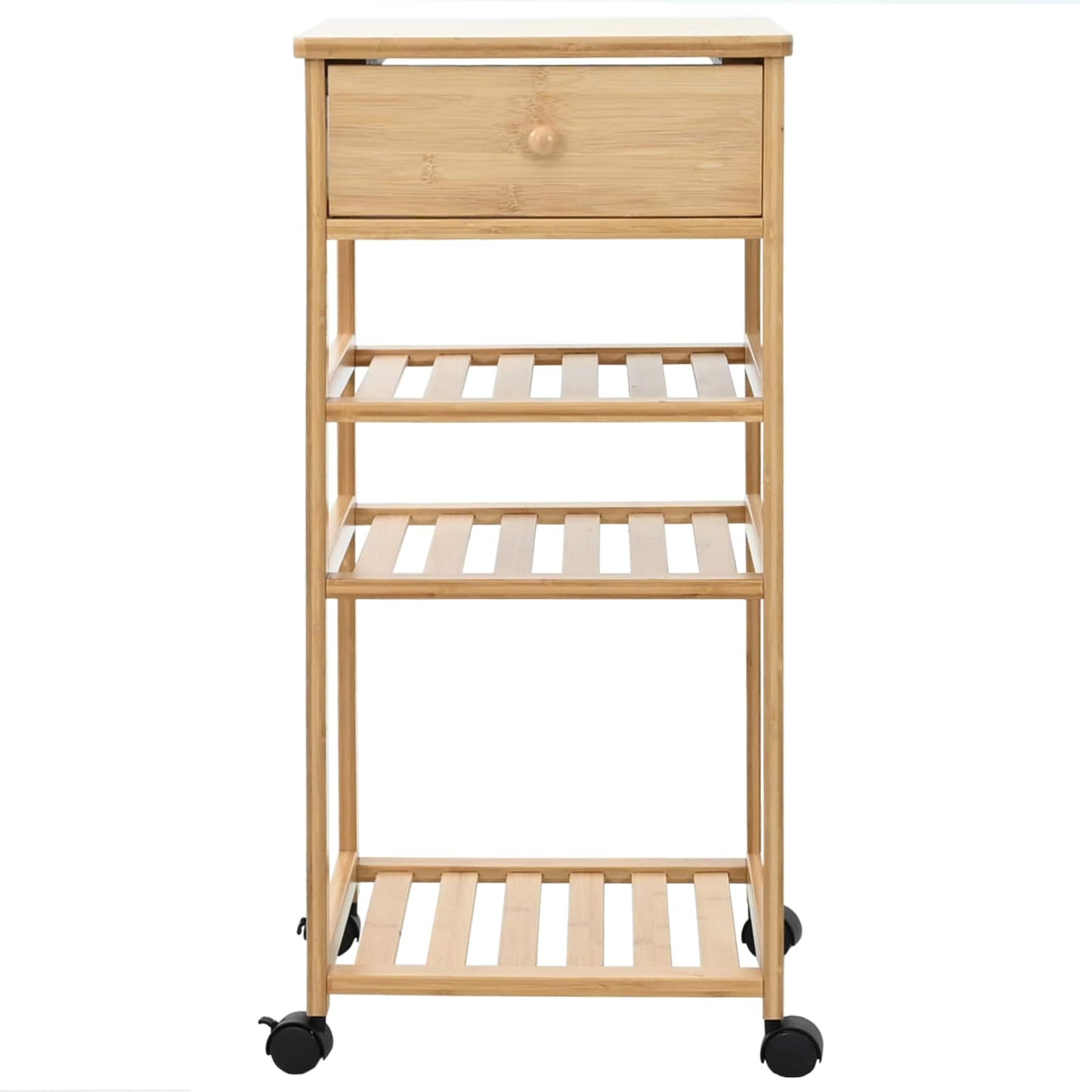 vidaXL Kitchen Trolley with Wheels Natural 37 x 36 x 80 cm Bamboo 4