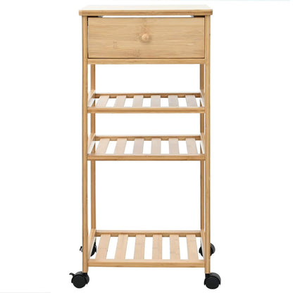 vidaXL Kitchen Trolley with Wheels Natural 37 x 36 x 80 cm Bamboo 4