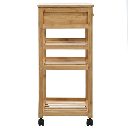 vidaXL Kitchen Trolley with Wheels Natural 37 x 36 x 80 cm Bamboo 5