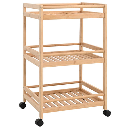 vidaXL Kitchen Trolley with Wheels Natural 46 x 38 x 76 cm Bamboo 2