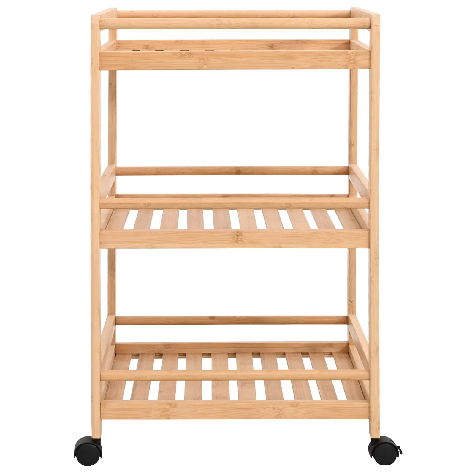 vidaXL Kitchen Trolley with Wheels Natural 46 x 38 x 76 cm Bamboo 4