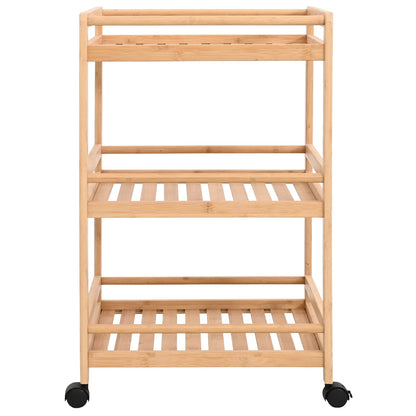 vidaXL Kitchen Trolley with Wheels Natural 46 x 38 x 76 cm Bamboo 4