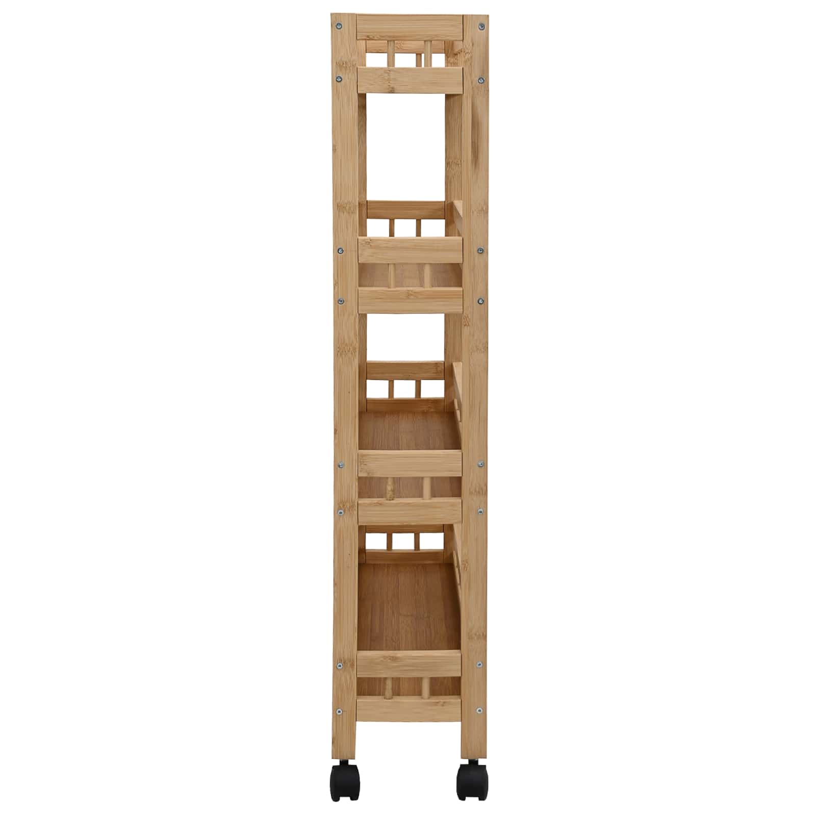 vidaXL Kitchen Trolley with Wheels Natural 60 x 18 x 97 cm Bamboo 5