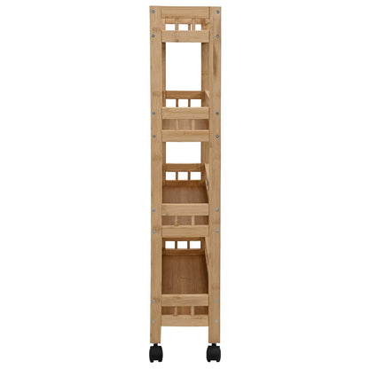 vidaXL Kitchen Trolley with Wheels Natural 60 x 18 x 97 cm Bamboo 5
