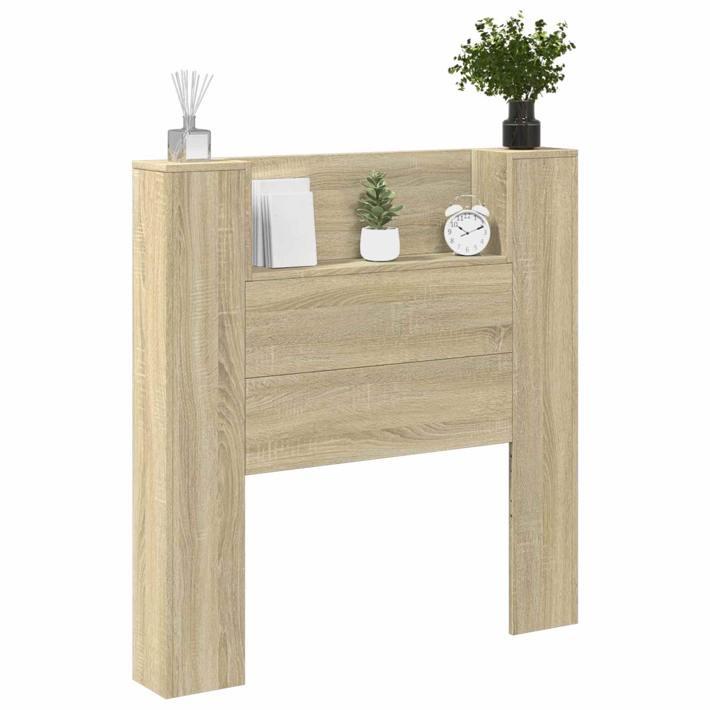 vidaXL Storage Headboard with LED Sonoma Oak Engineered Wood 3