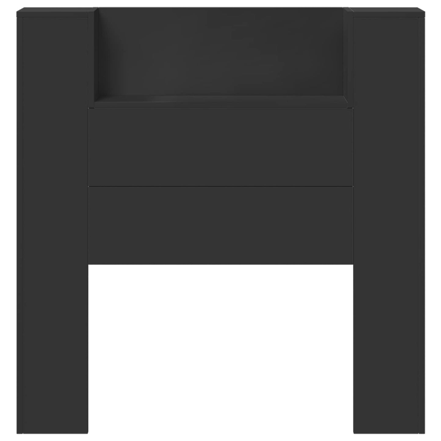 vidaXL Storage Headboard with LED Black Engineered Wood 5