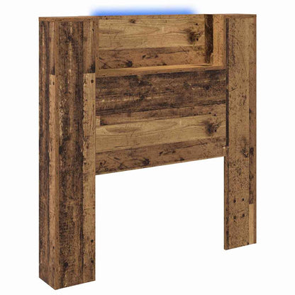 vidaXL Storage Headboard with LED Old Wood Engineered Wood 2
