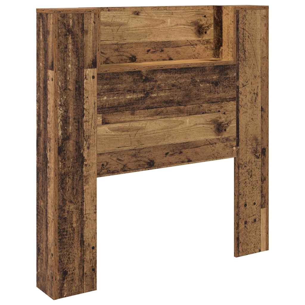 vidaXL Storage Headboard with LED Old Wood Engineered Wood 5