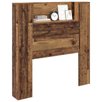 vidaXL Storage Headboard with LED Old Wood Engineered Wood 3