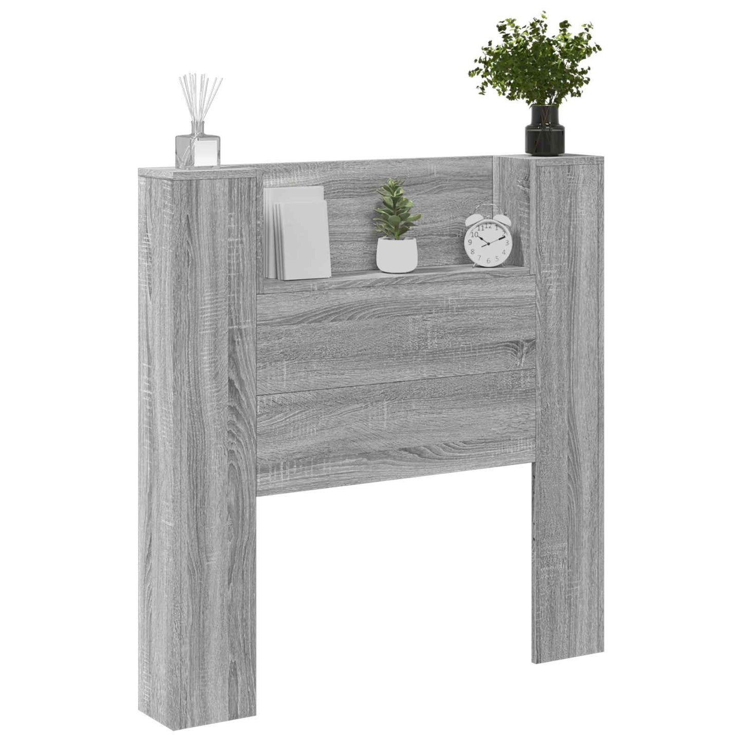vidaXL Storage Headboard with LED Grey Sonoma Engineered Wood 3