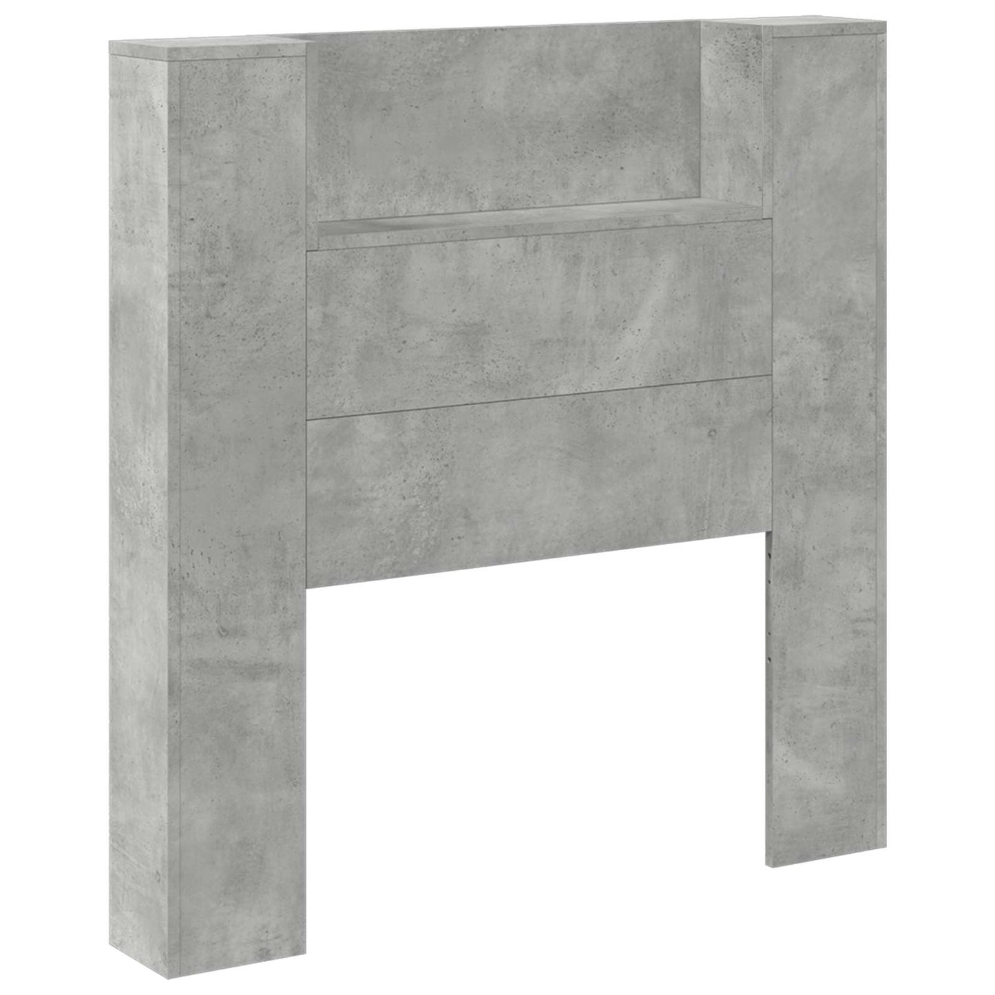 vidaXL Storage Headboard with LED Concrete Grey Engineered Wood 2