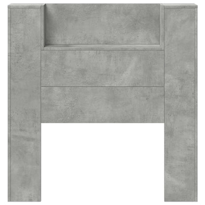 vidaXL Storage Headboard with LED Concrete Grey Engineered Wood 5