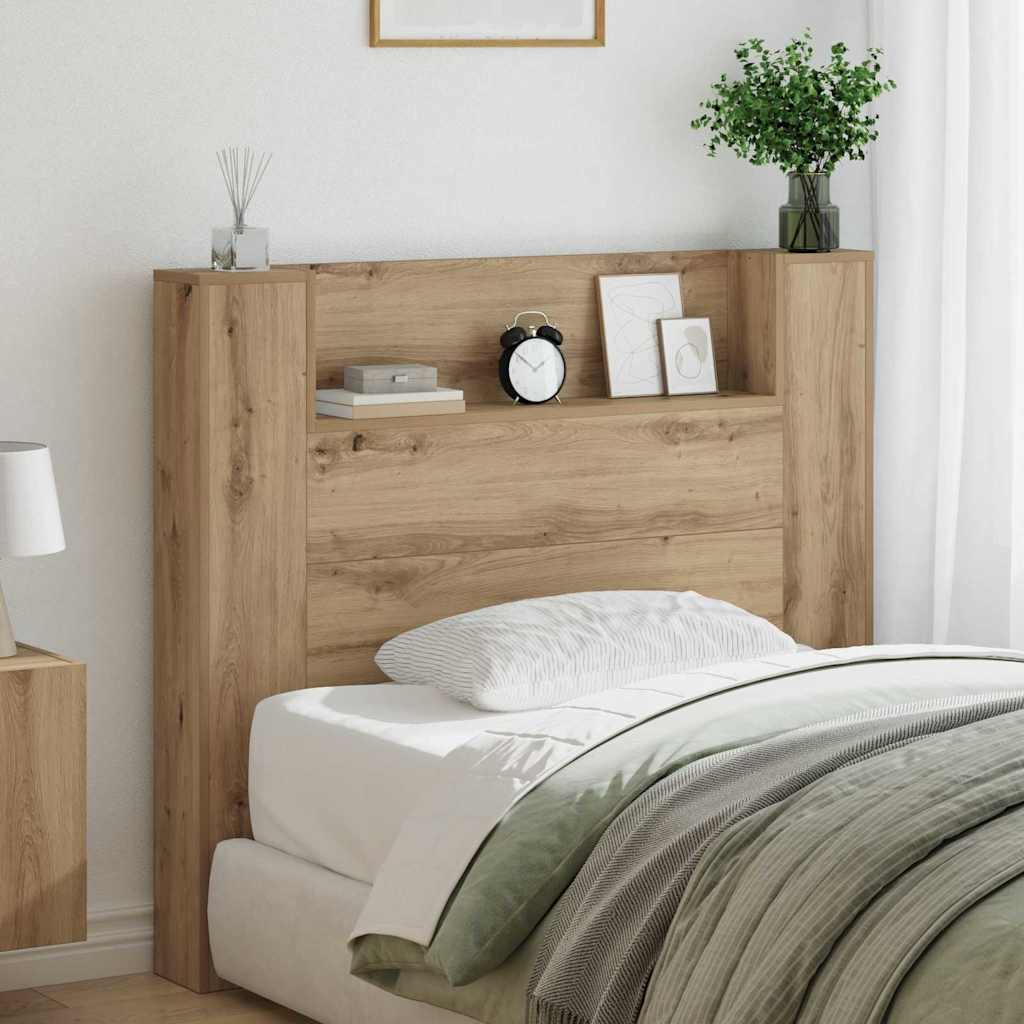 vidaXL Storage Headboard with LED Artisan Oak Engineered Wood 1