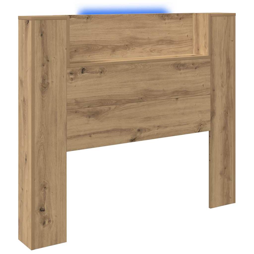 vidaXL Storage Headboard with LED Artisan Oak Engineered Wood 2