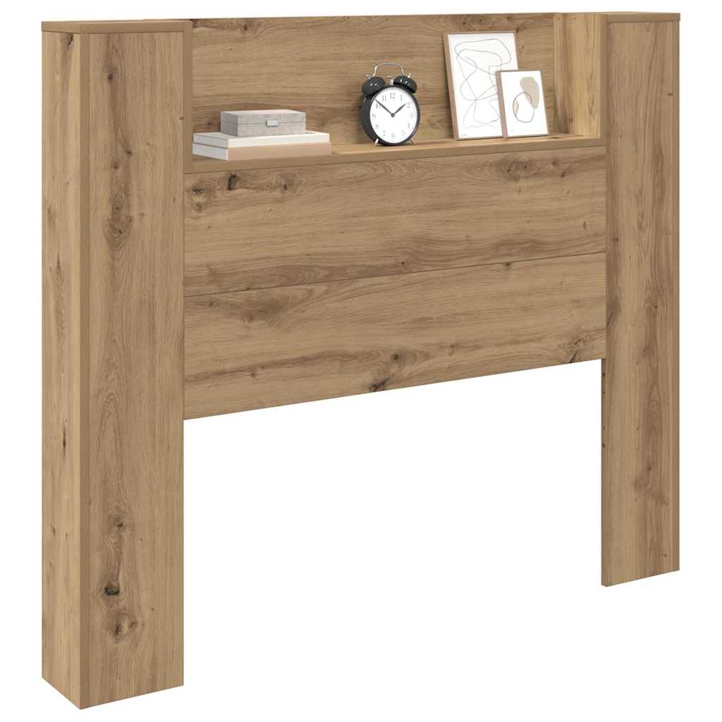 vidaXL Storage Headboard with LED Artisan Oak Engineered Wood 3
