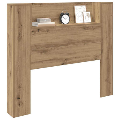 vidaXL Storage Headboard with LED Artisan Oak Engineered Wood 3