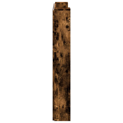 vidaXL Storage Headboard with LED Smoked Oak Engineered Wood 6