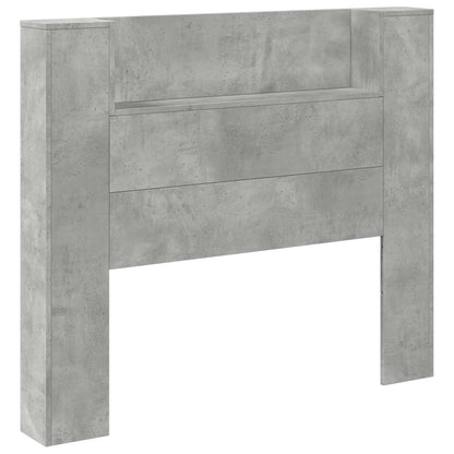 vidaXL Storage Headboard with LED Concrete Grey Engineered Wood 2