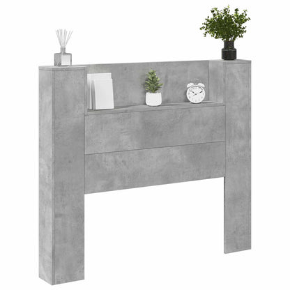 vidaXL Storage Headboard with LED Concrete Grey Engineered Wood 3