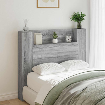 vidaXL Storage Headboard with LED Grey Sonoma Engineered Wood 1