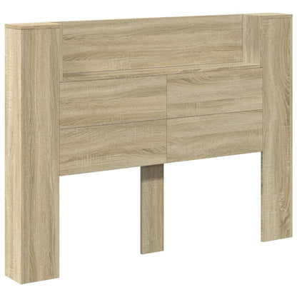 vidaXL Storage Headboard with LED Sonoma Oak Engineered Wood 2