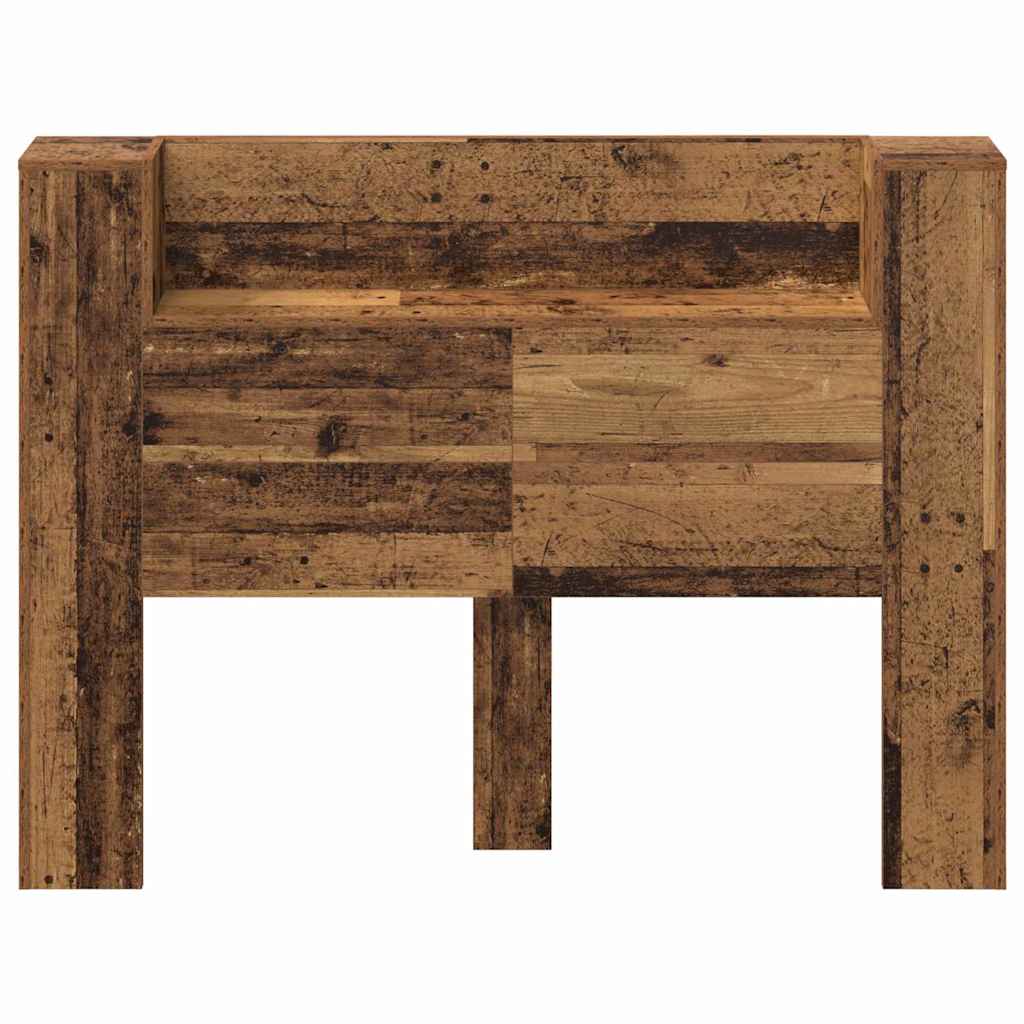 vidaXL Storage Headboard with LED Old Wood Engineered Wood 5