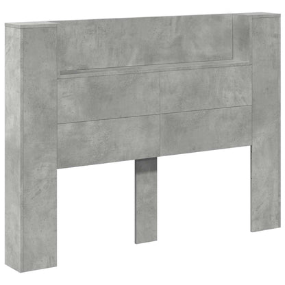 vidaXL Storage Headboard with LED Concrete Grey Engineered Wood 2