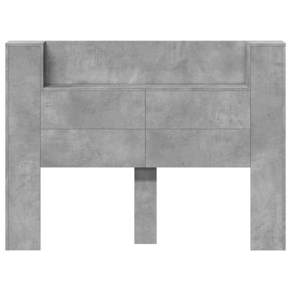 vidaXL Storage Headboard with LED Concrete Grey Engineered Wood 5