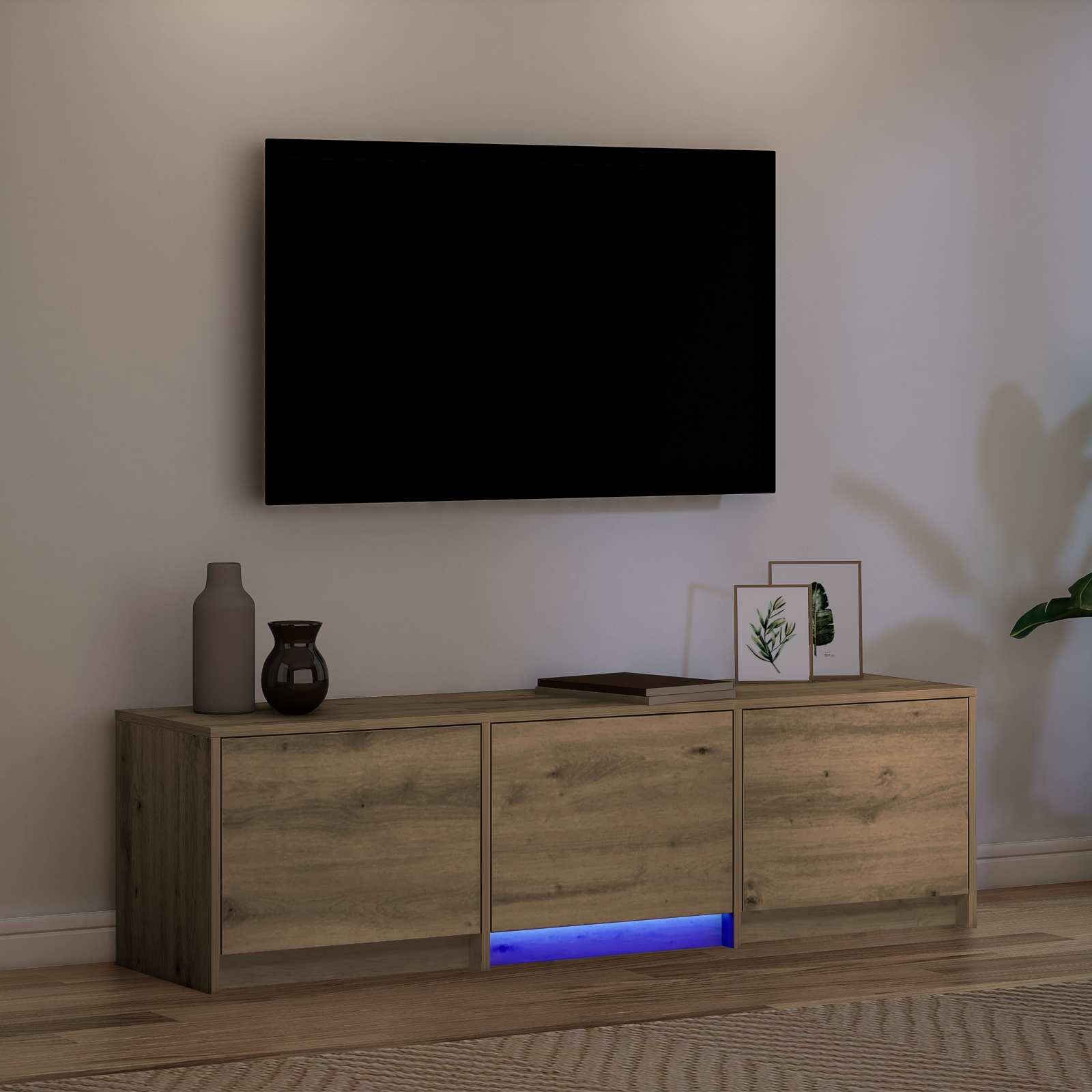 vidaXL TV Cabinet with LED 140 x 34 x 40 cm Artisian Oak 5