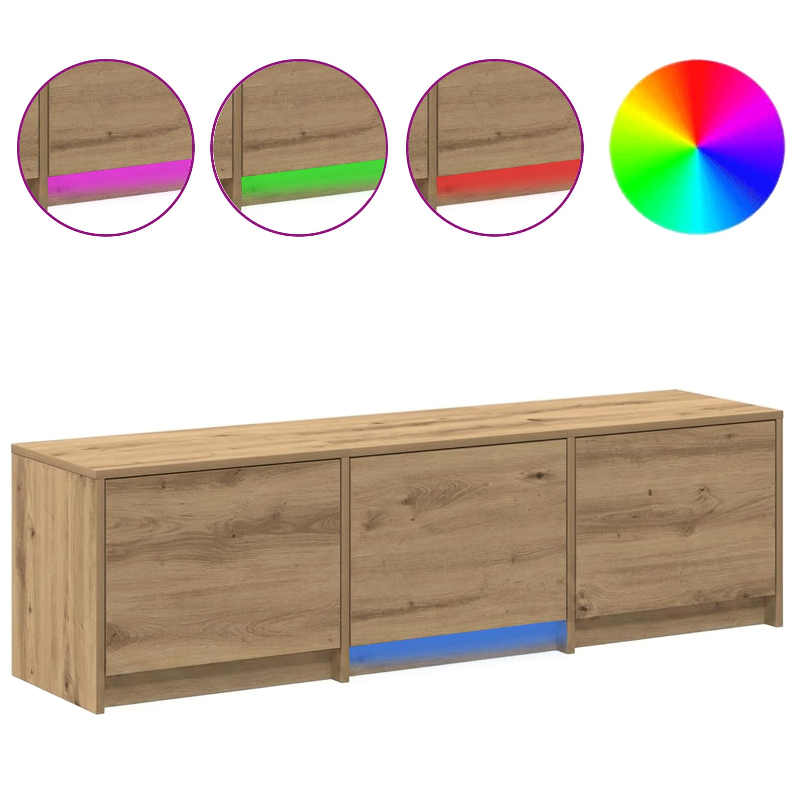 vidaXL TV Cabinet with LED 140 x 34 x 40 cm Artisian Oak 4