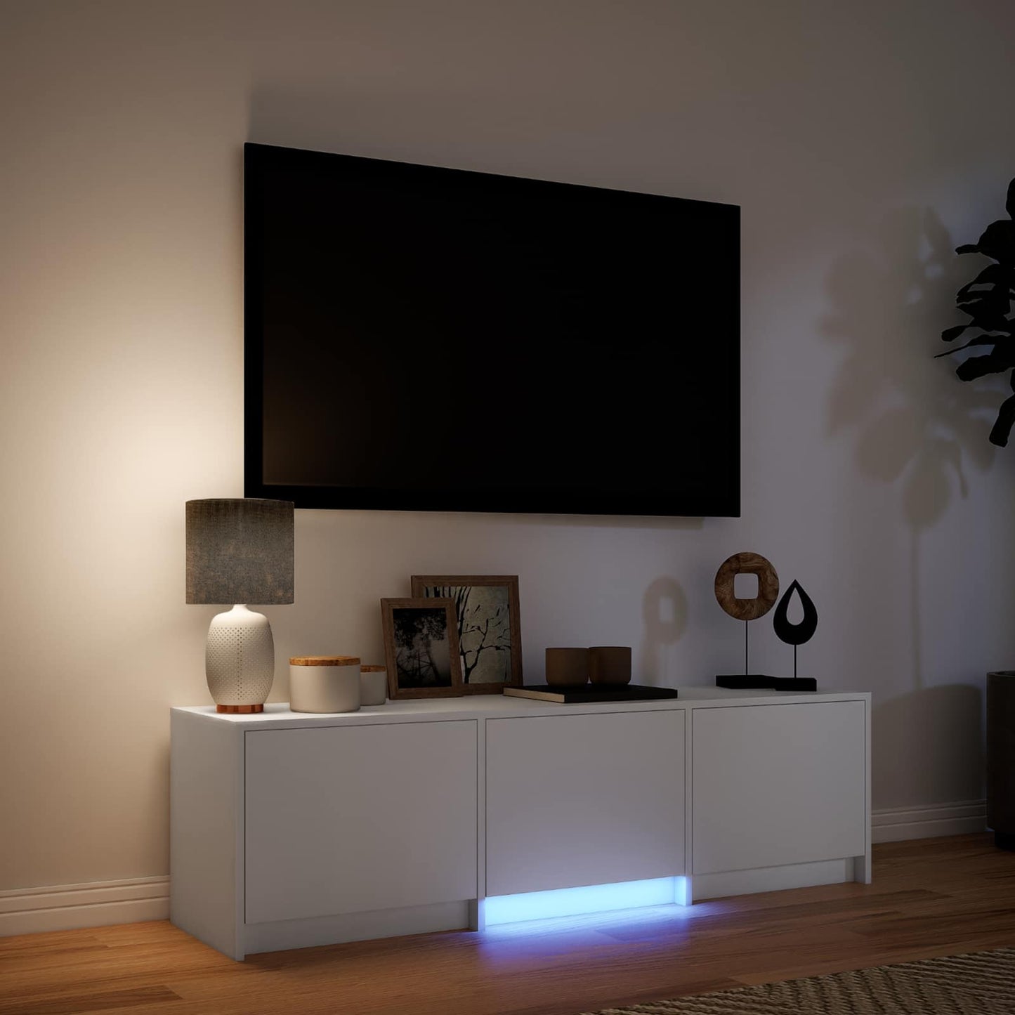 vidaXL TV Cabinet with LED 140 x 34 x 40 cm White Engineered Wood 4