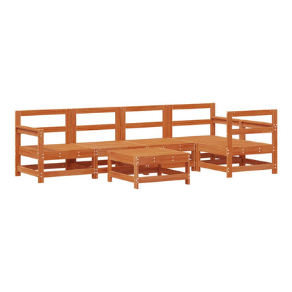 Garden Lounge Set 6 pcs Solid Pine Wood Wax brown