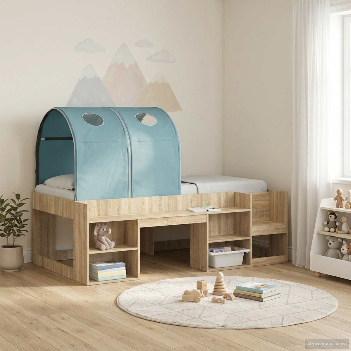 vidaXL Bed Tunnel for Kids Loft Bed 2 pcs Light Blue Polyester 1